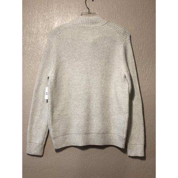 Old Navy Men’s Mock Neck Military Henley Waffle Sweater Pullover Beige Large New - Picture 2 of 9